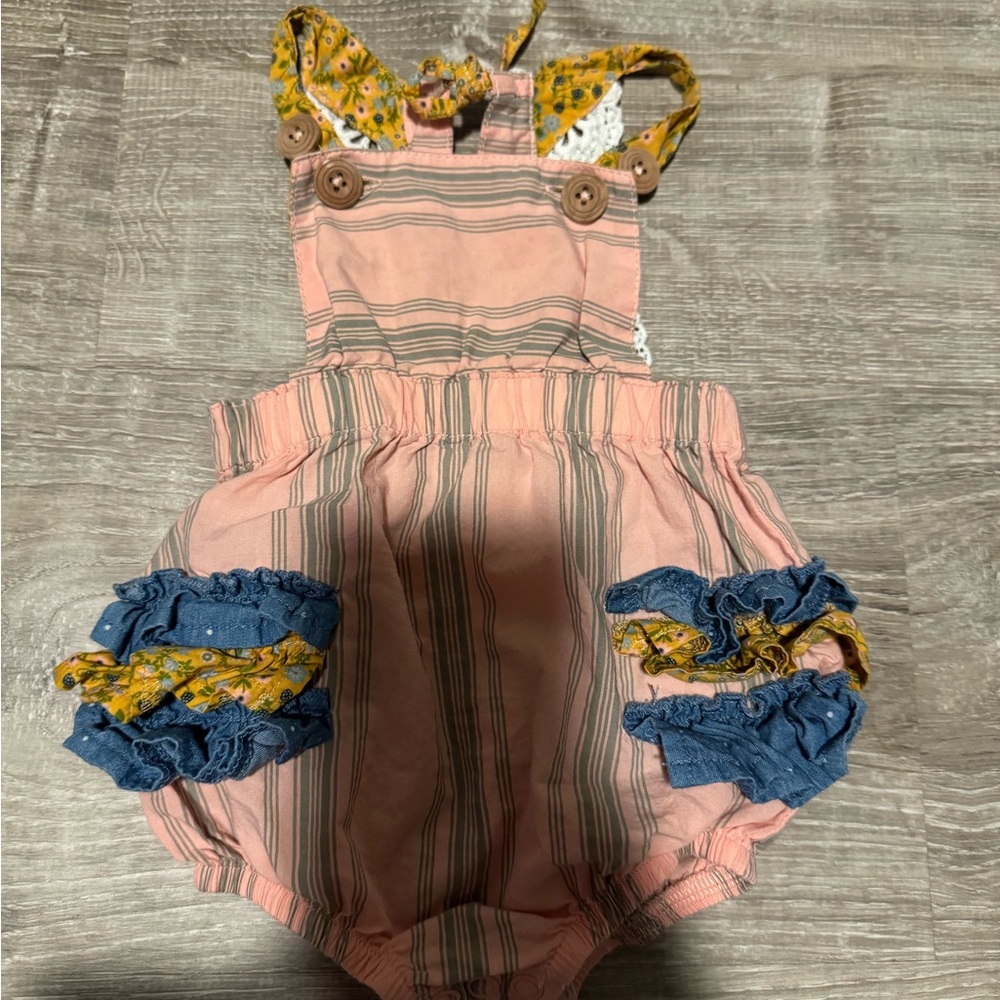 Pink and Blue Striped Baby Romper